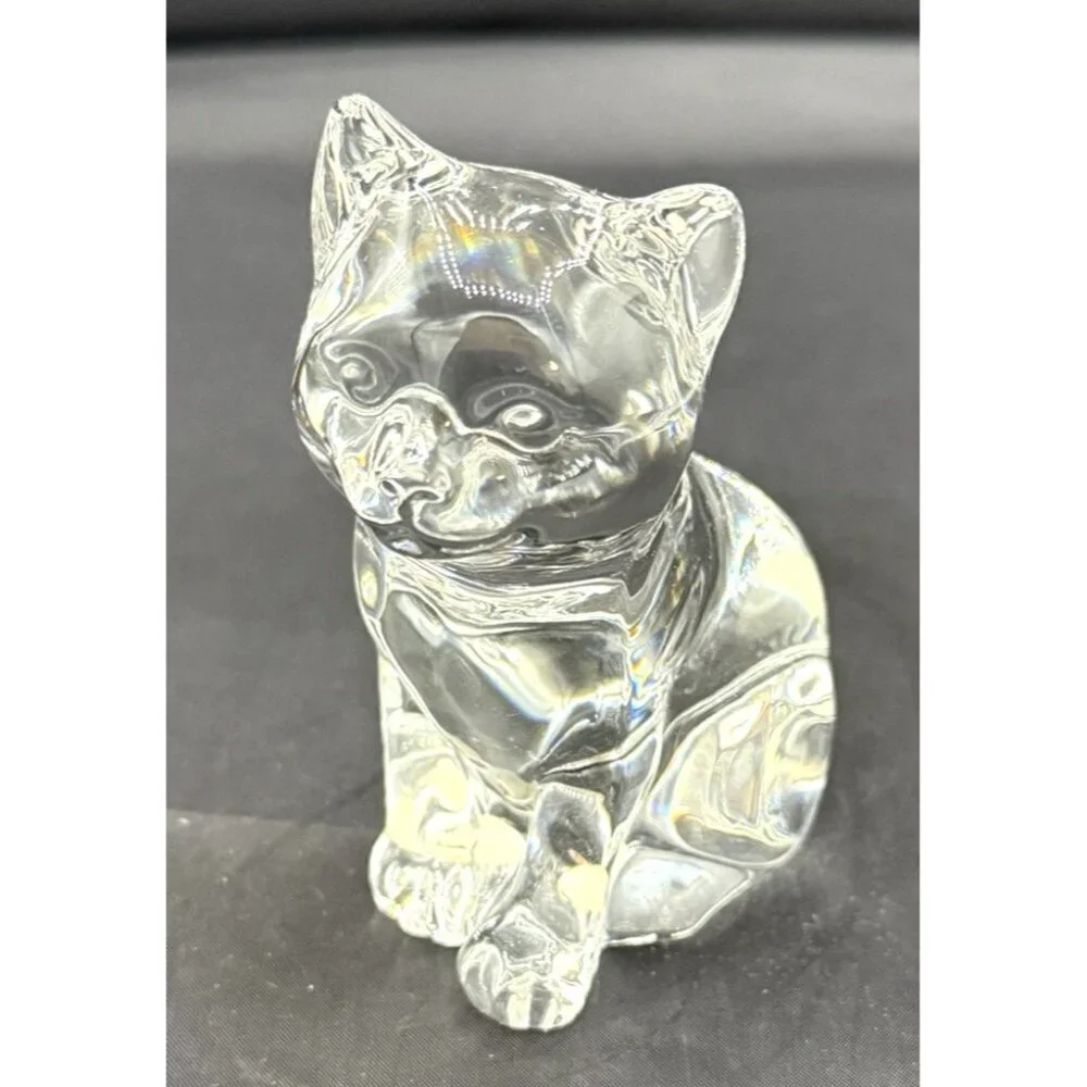 Princess House 24% Lead Crystal Paperweight -Kitten Cat Figurine Original Box